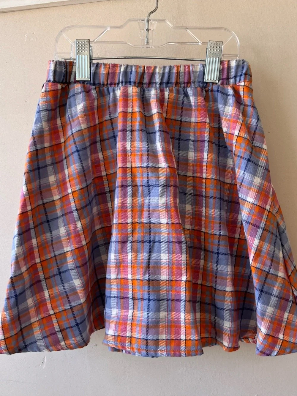 Forever 21 Plaid Skater Skirt in Lavender, Orange and Pink